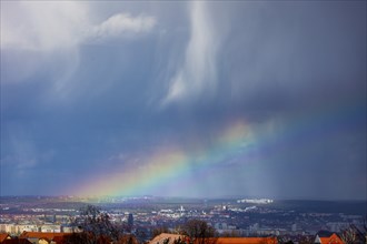 A rainstorm over Dresden, the april weather seems to have begun