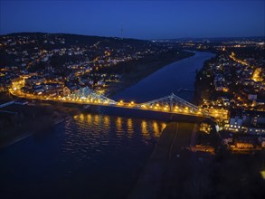 Elbe Bridge Blue Wonder in the Evening