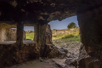 Underground tombs of the ancient necropolis Royal Tombs of Nea Paphos, Paphos, Cyprus, Europe