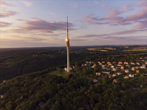 The Dresden TV Tower stands on the slopes of the Elbe River in the Wachwitz district of Dresden and