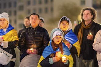 On the first anniversary of the Russian invasion of Ukraine, a large solidarity rally of Dresdeners