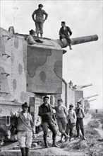 Armored train with cannon of 190, February 1918, France, Europe