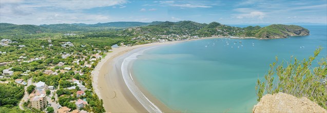 Panoramic view of the bay of San Juan del Sur, Nicaragua. Beautiful view of San Juan del Sur beach