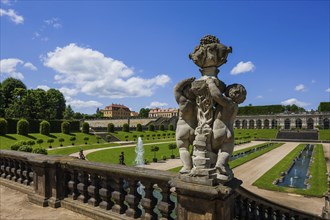 The Grosssedlitz Baroque Garden with the Friedrichschlösschen is situated on a hill on the left