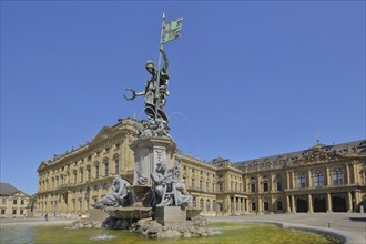 Frankonia Fountain with Frankonia Statue, Franconian Patroness with Flag and Allegory for