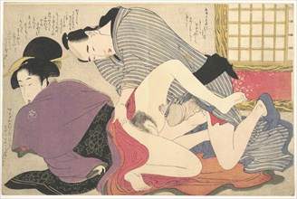 Eroticism in Japan in the 19th century, Illustration of a couple having sex, Historic, digitally