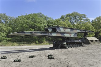 Iguana support bridge mounted on Leopard I tank, combat engineer vehicle of the Belgian army,