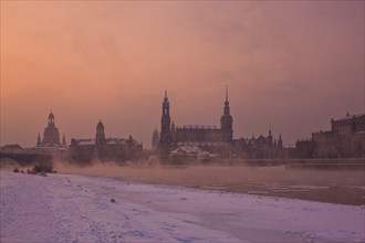 Dresden morning fog over the Elbe