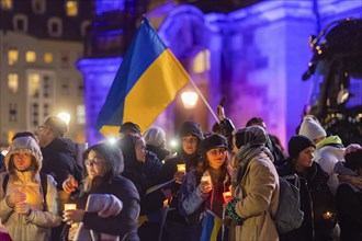 On the first anniversary of the Russian invasion of Ukraine, a large solidarity rally of Dresdeners