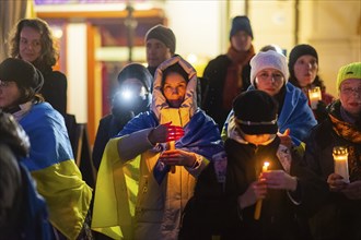 On the first anniversary of the Russian invasion of Ukraine, a large solidarity rally of Dresdeners