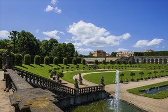 The Grosssedlitz Baroque Garden with the Friedrichschlösschen is situated on a hill on the left