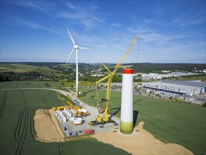 Assembly of a wind turbine in Saxony