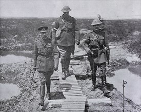 King George V and the Canadian General Currie at Vimy after the battle, June 1917, Hauts de France