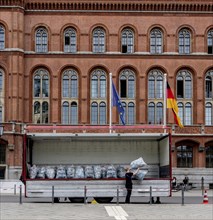 Young people collecting and loading plastic empties, Special Olympics, Berlin, Germany, Europe