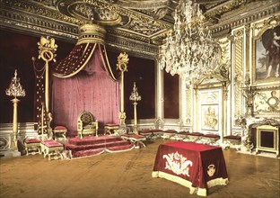 The Throne Room in Fontainebleau Castle, Ile-de-France, France, c. 1890, Historic, digitally