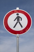 Prohibition for pedestrians, traffic sign, Lower Saxony, Germany, Europe