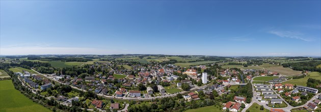 Drone shot, Aurolzmünster, Innviertel, Upper Austria, Austria, Europe