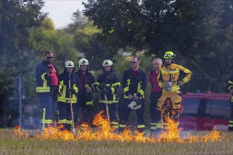 During controlled field fires, the firefighters were able to test various extinguishing methods,