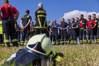 During controlled field fires, the firefighters were able to test various extinguishing methods,