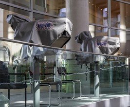 Plenary hall in the Bundestag, covered transmission camera of ARD and ZDF, Berlin, Germany, Europe