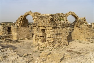 Ruins of the medieval fortress of Saranda Kolones, Paphos Archaeological Park, Cyprus, Europe