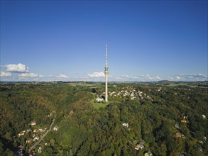 The Dresden TV Tower stands on the slopes of the Elbe River in the Wachwitz district of Dresden and