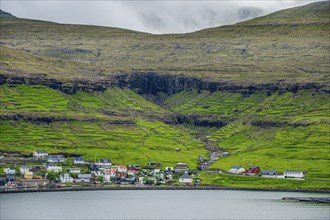 Little village perched on the hills of Streymoy, Faroe islands, Denmark, Europe