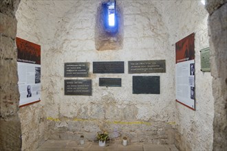 Hohnstein Castle and Town in Saxon Switzerland. Plaques commemorating the time when a concentration