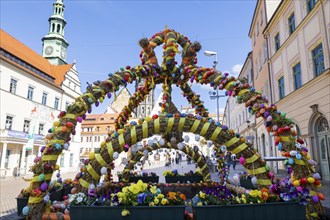 The old town of Pirna decorated for Easter. Since reunification, numerous historically valuable