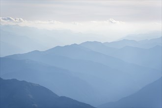 Silhouettes, Dramatic Mountain Landscape, View from Hochkönig, Salzburger Land, Austria, Europe