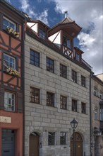 Historic roof lift bay, Weissgerbergasse 23, Nuremberg, Middle Franconia, Bavaria, Germany, Europe