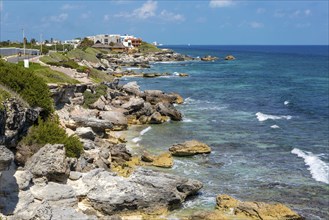 Coastal landscape looking north, Isla Mujeres, Caribbean Coast, Cancun, Quintana Roo, Mexico,