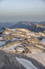 Remnants of snow, high alpine landscape, Übergossene Alm, Berchtesgaden Alps, Salzburger Land,