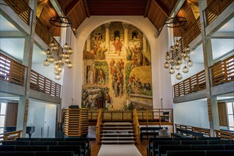 Interior of Christianskirkjan (Christian's Church), modern church building, KlaksvÃ­k, Faroe