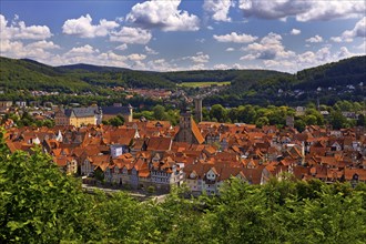 City view from an elevated position on Hann. Münden or Hannoversch Münden, Lower Saxony, Germany,