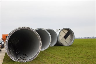 Dismantled old wind turbine at a wind farm near Elsterwerda in Brandenburg... After the end of