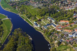 DEU Saxony Dresden (Â© Sylvio Dittrich +49 1772156417) Aerial view Pillnitz Palace Park in