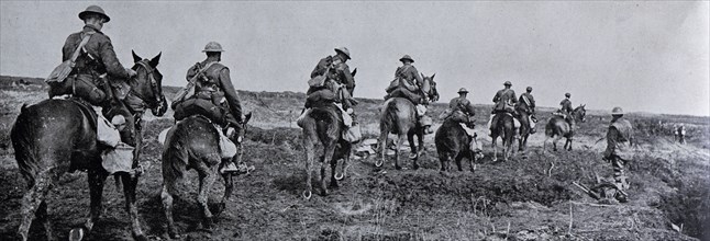 Canadian cavalry, Vimy Ridge battle, April 1917, Pas-de-Calais department, France, Europe