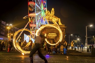 Georg Grässler of TwoElements with his fire show at the Goldener horse-rider, where the