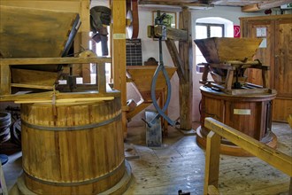 Museum water mill Höfgen near Grimma, interior, Saxony, Germany, Europe