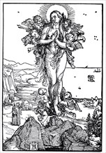 The Ecstasy of the Magdalene, woodcut by Albrecht Dürer, historical, digitally improved