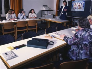 DEU, Germany: The historical slides from the times 80-90s, Iserlohn. Volkshochschule (VHS) Spanish