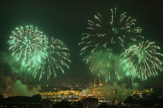 Fireworks over the Old Town of Dresden