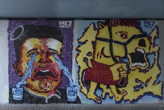 Graffiti on a subway, Lahr, Baden-Württemberg, Germany, Europe