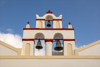 Bell Tower of Greek Orthodox Church of Presentation of Mother of Lord, Ia, Oia, Santorini, Greece,