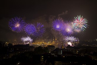 Fireworks over the Old Town of Dresden