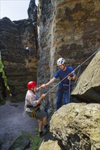 Climbing school in the Bielatal