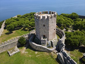 Aerial view, Castle, Platamonas, Anatolikos Olymbos, Dion-Olymbos, Pieria, Central Macedonia,