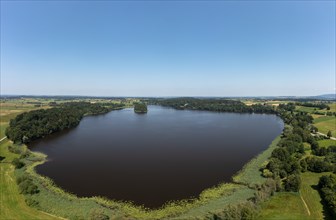 Drone shot, Abtsdorfer See Rupertiwinkel, Upper Bavaria, Bavaria, Germany, Europe