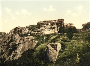 Regenstein Castle in the northern Harz foreland, ruin of a medieval rock castle near Blankenburg,